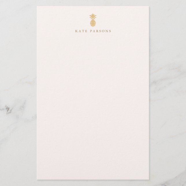 Elegant Gold Pineapple Notepad Note Card (Front)
