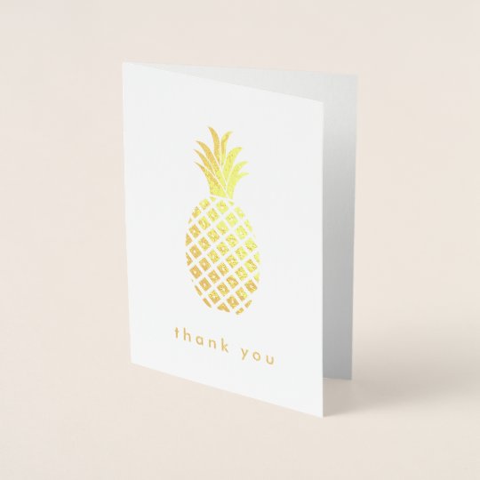 Elegant Gold Pineapple On White Foil Card