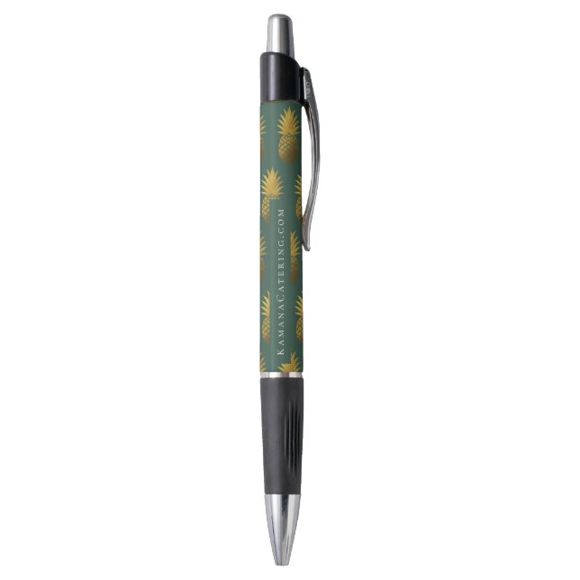 Elegant Gold Pineapple Pattern Green Pen (Bottom (Vertical))