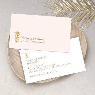 Elegant Gold Pineapple Pink Business Card