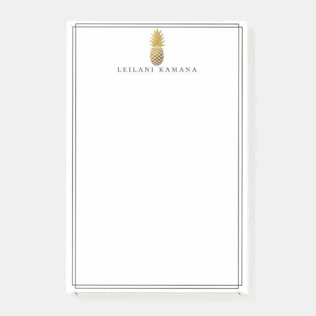 Elegant Gold Pineapple Post-it Notes (Front)