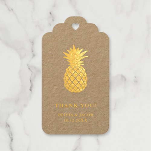 Elegant Gold Pineapple  Thank You Foil Gift Tags