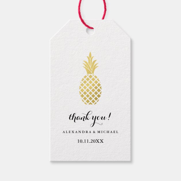 Elegant Gold Pineapple Wedding Gift Tags