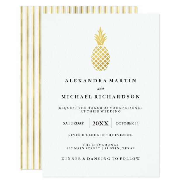 Elegant Gold Pineapple Wedding Invitation