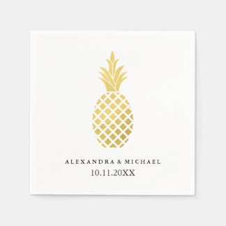 Elegant Gold Pineapple Wedding Paper Napkin