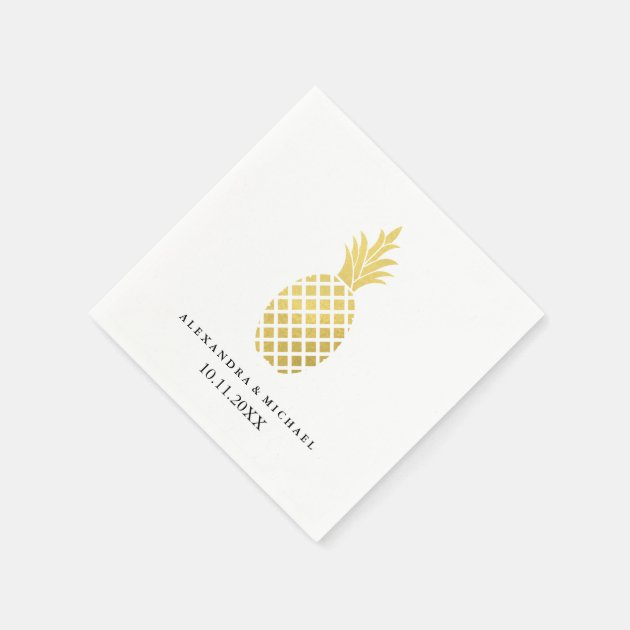 Elegant Gold Pineapple Wedding Paper Napkin