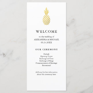 Elegant Gold Pineapple Wedding Program