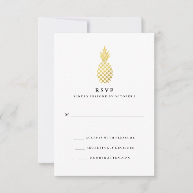 Elegant Gold Pineapple Wedding RSVP