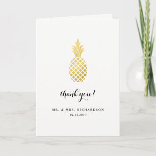 Elegant Gold Pineapple Wedding Thank You