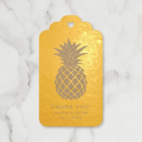 Elegant Gold Pineapple  Wedding Thank You Foil Gift Tags