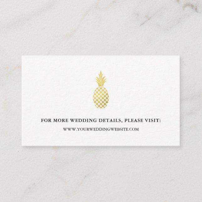Elegant Gold Pineapple Wedding Website Cards (Front)
