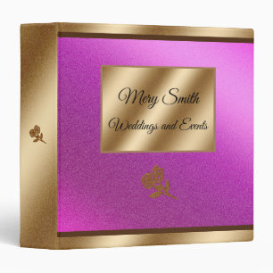 Elegant Gold Pink 3 Ring Binder