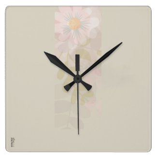 Elegant Gold Pink Abstract Floral Square Wall Clock