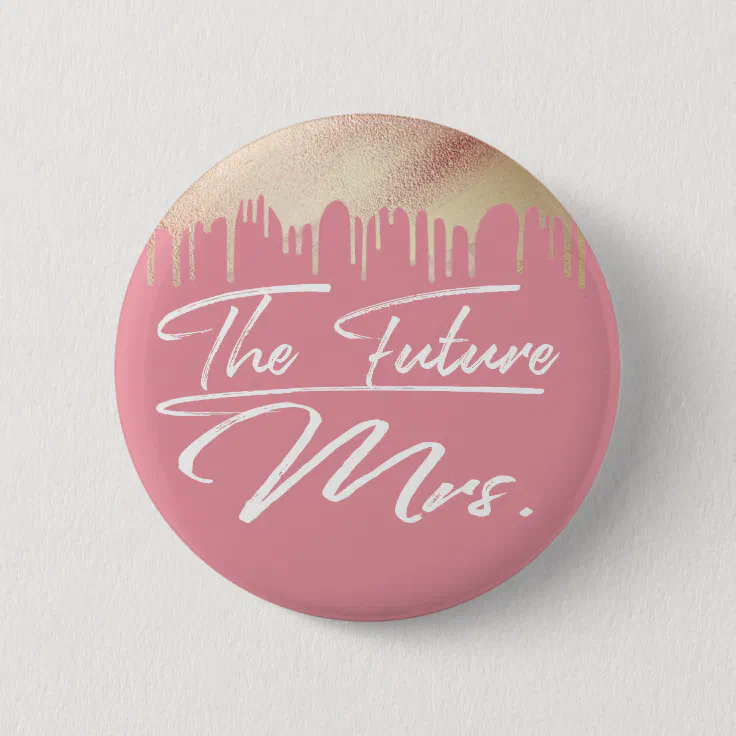 Elegant Gold Pink Bridal Shower Bride Button | Zazzle