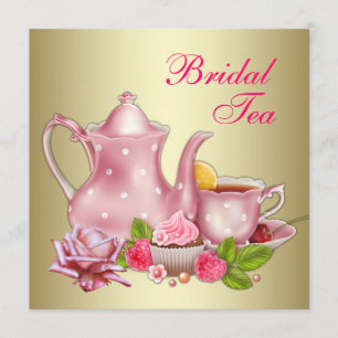Elegant Gold Pink Bridal Tea Party Invitation