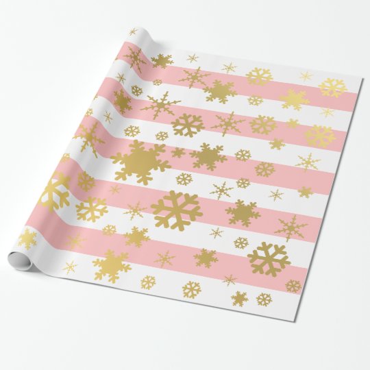 Pink And Gold Christmas Wrapping Paper 
