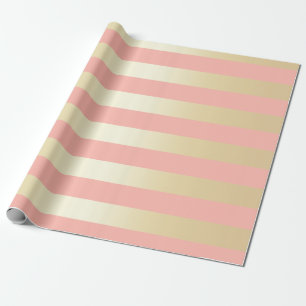 Elegant Gold & Pink Christmas Stripe Pattern Wrapping Paper