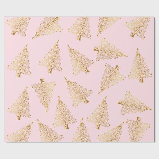 Pink And Gold Christmas Wrapping Paper 