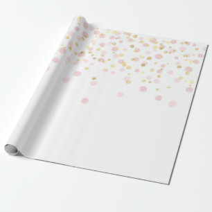 Elegant Gold Pink Dot Confetti Wrapping Paper