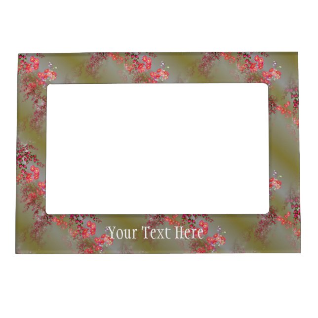Elegant Gold Pink Floral Design Magnetic Frame (Front)