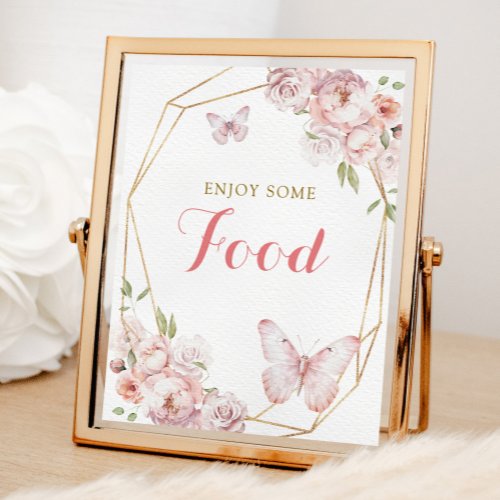 Elegant Gold Pink Floral Girl Quinceaera Food Poster