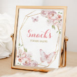 Elegant Gold Pink Floral Mis Quince Snack Poster<br><div class="desc">Elegant Gold Pink Floral Mis Quince Snack Snacks Sign</div>