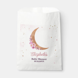 Elegant Gold & Pink Floral Moon Baby Shower Favor Bag