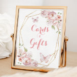 Elegant Gold Pink Floral Quinceañera Cards & Gifts Poster<br><div class="desc">Elegant Gold Pink Floral Quinceañera Cards & Gifts Sign</div>
