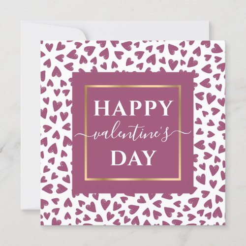 Elegant Gold Pink Hearts Happy Valentines Day Holiday Card