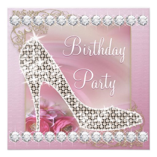 Elegant Gold Pink High Heel Shoe Birthday Party 5.25x5.25 Square Paper ...