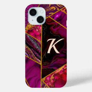 Elegant gold pink purple glitter girly iPhone 15 case