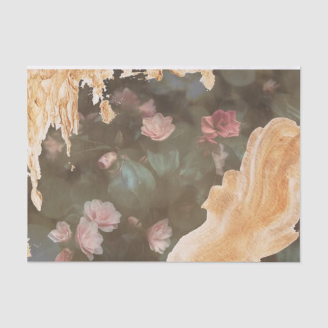 Elegant Gold Pink Rose Bokeh Lights Decoupage Tissue Paper (Front)