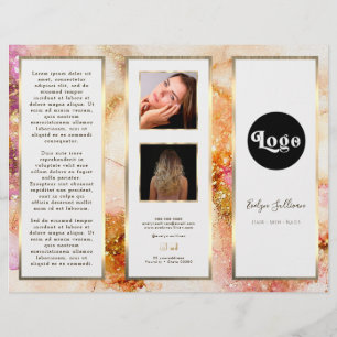 Elegant Gold Pink Watercolor Faux Foil Brochure