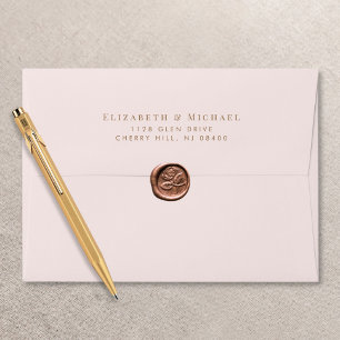 Elegant Gold Pink Wedding Return Address Envelope