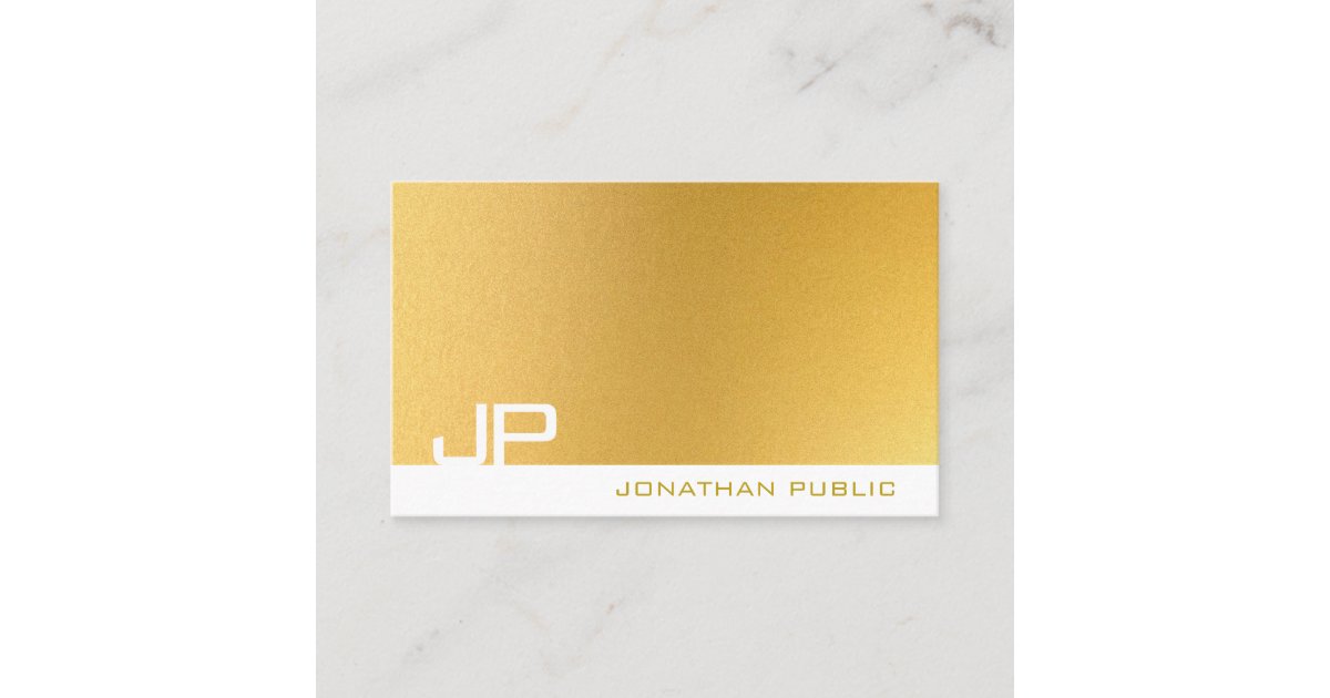 Elegant Gold Plain Modern Professional Monogram Business Card | Zazzle