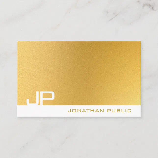 Elegant Gold Plain Modern Professional Monogram Business Card | Zazzle