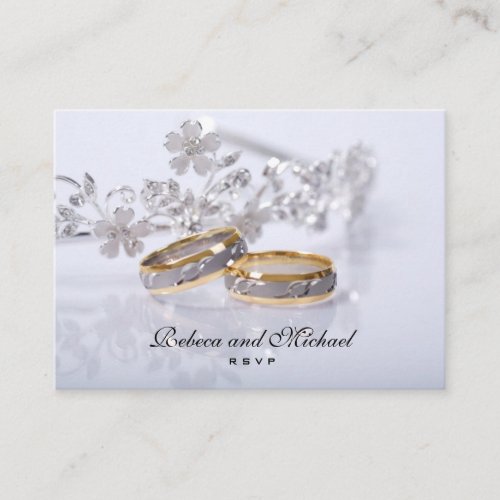 Elegant Gold / Platinum Wedding Band RSVP Card Business Card