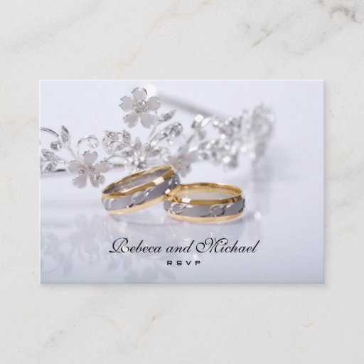 Customizable Elegant Gold / Platinum Wedding Band RSVP Card Business Card