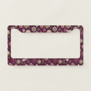 Elegant Gold Plum Holiday Bauble Pattern License Plate Frame