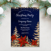Elegant Gold Poinsettia Corporate Christmas Party Invitation