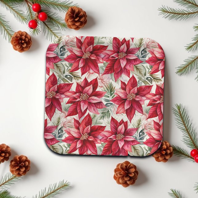 Elegant Gold Poinsettia Flower Paper Plates (Creator Uploaded)