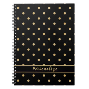 Elegant Gold Polka Dot Black Pattern Design Notebook