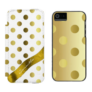 Elegant Gold Polka Dot iPhone 5S Wallet Case