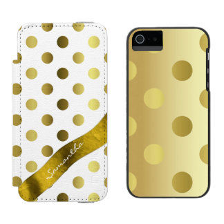 Elegant Gold Polka Dot iPhone 5S Wallet Case