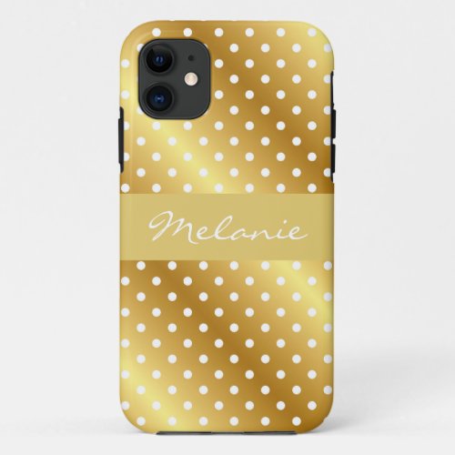 Elegant Gold Polka Dot Monogram iPhone Case