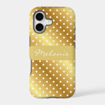 Elegant Gold Polka Dot Monogram iPhone Case