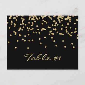 Elegant Gold Polka-dots Confetti Table Number by weddingsNthings at Zazzle