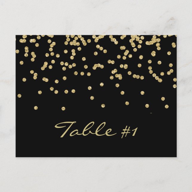 Elegant gold polka-dots confetti Table number (Front)