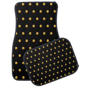 Elegant Gold Polka Dots on Black Car Floor Mat