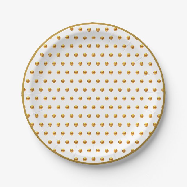 Elegant Gold Polka Dots Paper Plates (Front)